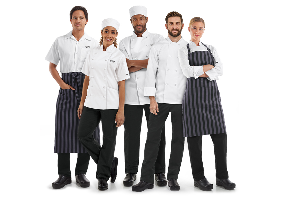 Professional wear for chefs, cooks and kitchen staff